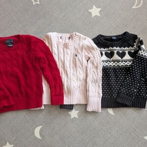 Ralph Lauren Red, Light Pink & Black Cable Knit Sweaters